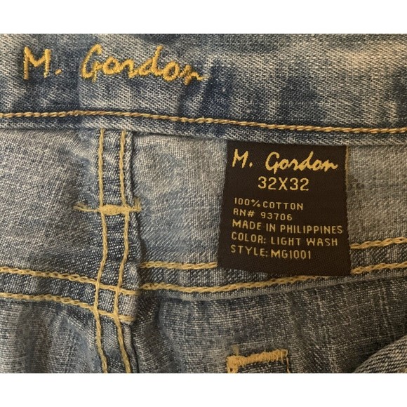 M Gordon 1998 Men's Cotton Bootcut 5 Pocket Blue Denim Jeans-sz 32x32 - Picture 6 of 6